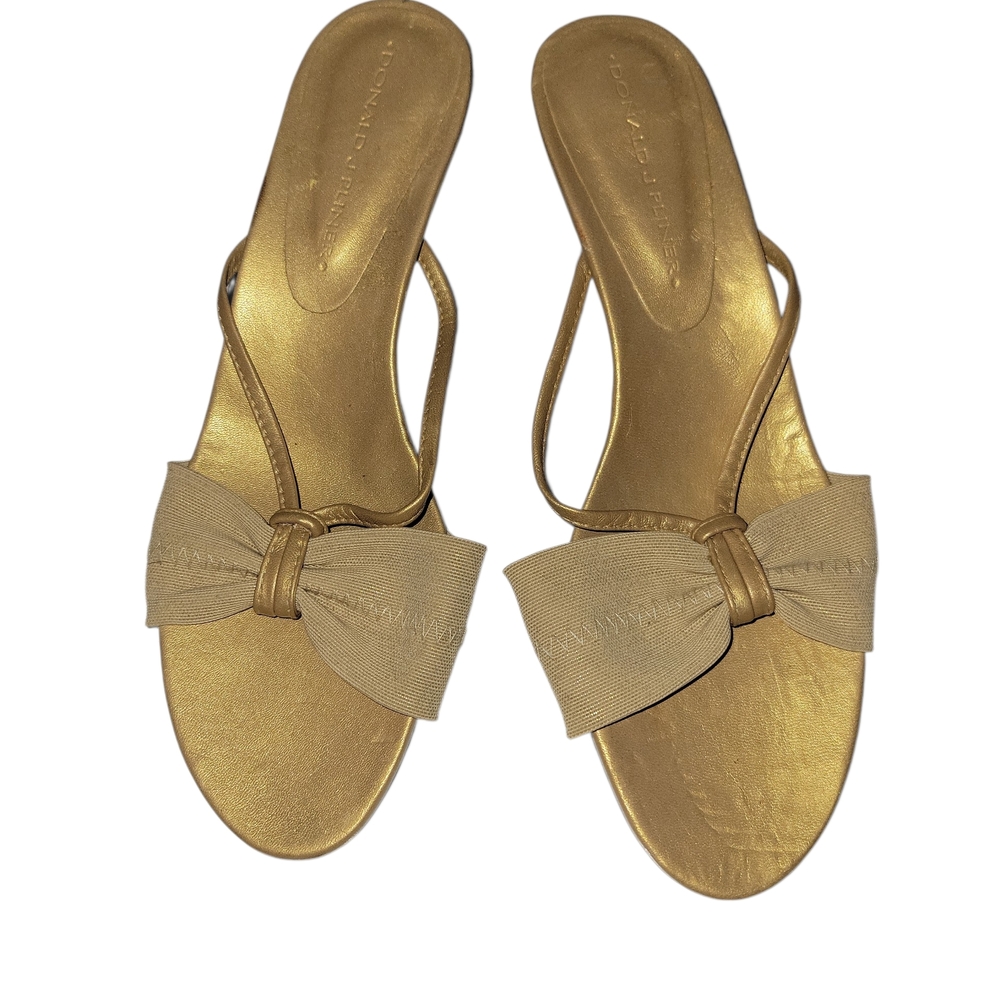 Donald J. Pliner Gold Sandals with Bow